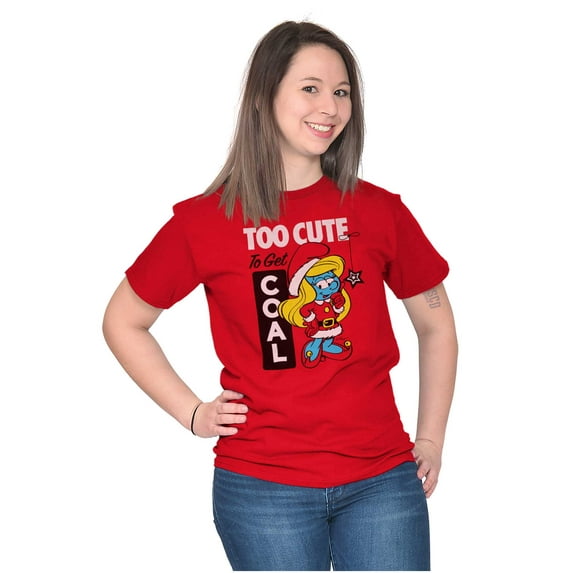 Santa Smurfette Too Cute Christmas Women's Graphic T Shirt Tees Brisco Brands X