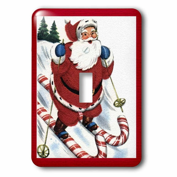 3dRose, Santa Snow Skiing on Candy Cane Skis , single toggle switch