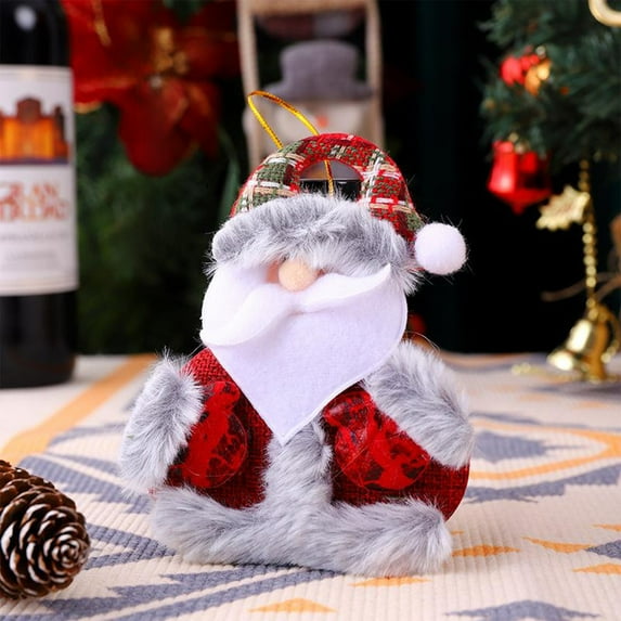 Santa Snowman Cloth Pendant Ornament Fabric Material For Christmas Tree Decor Home Office Shop Decoration Measuring 5.51x4.33 Inches
