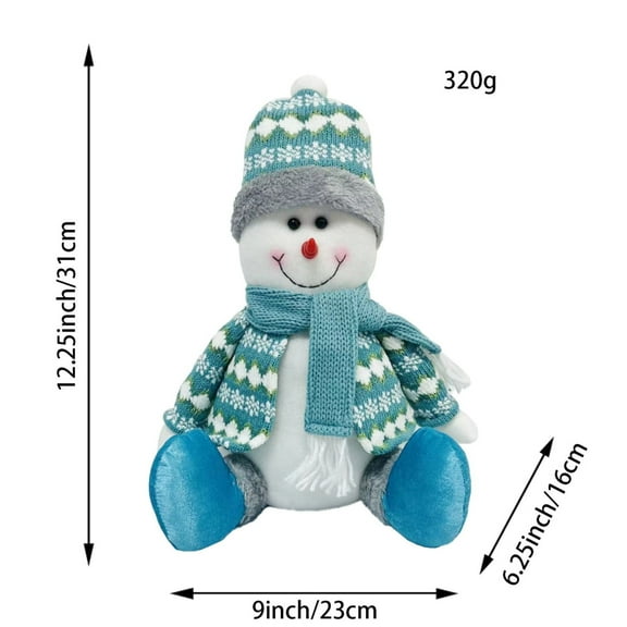 Santa Snowman Figurine under $5! Yannianjz Christmas Santa Snowman Blue Doll, Sitting Decoration Ornament, Festive Tabletop Decor, Holiday Collectible Figure, Winter Theme Ornament