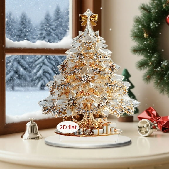 Santa Snowman Ornament under $5! Bzdzmqm Christmas Tree Santa Claus Snowman 2D Ornament, Gold Series Flat Holiday Decoration Gift, Festive Tabletop Decor for Xmas Celebration, Metallic