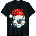 thumbnail image 1 of Santa Soccer Sports Ball Men Boys Christmas Xmas Lights T-Shirt, 1 of 3