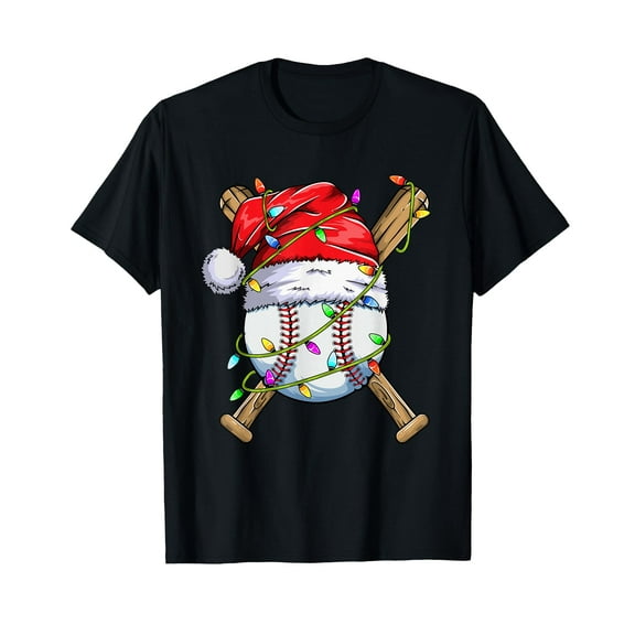 Santa Sports Design For Men Boys Christmas Baseball Player T-Shirt,Women's short-sleeved T-shirt celebrating the coming of Christmas
