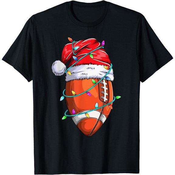 Santa Sports Design For Men Boys Christmas Football Player T-Shirt