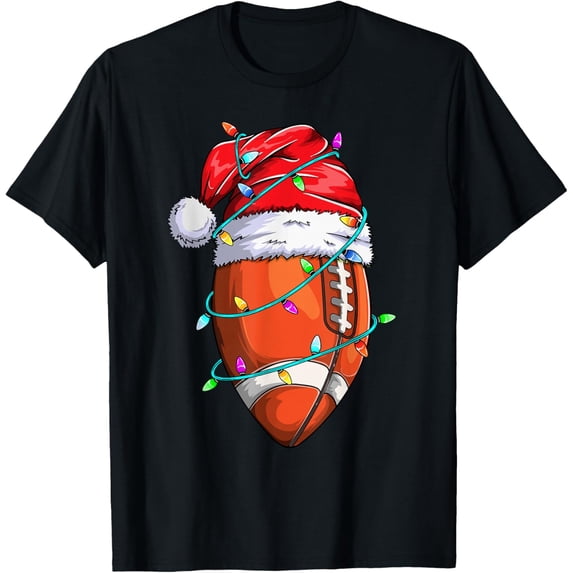 Santa Sports Design For Men Christmas Football Player T-Shirt