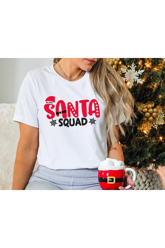 Santa Squad Family Group Winter Graphic T-Shirt Size S-5XL