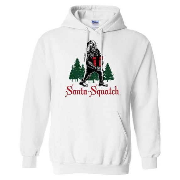 Santa-Squatch Hoodie Sweatshirt Unisex Large White