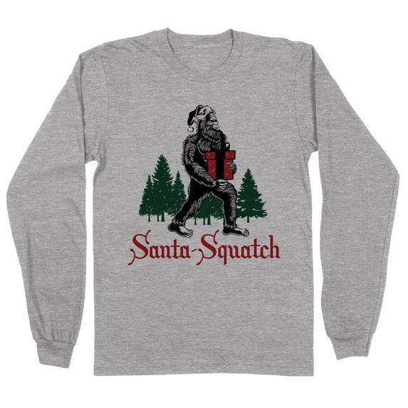Santa-Squatch Long Sleeve Shirt Unisex Large Grey