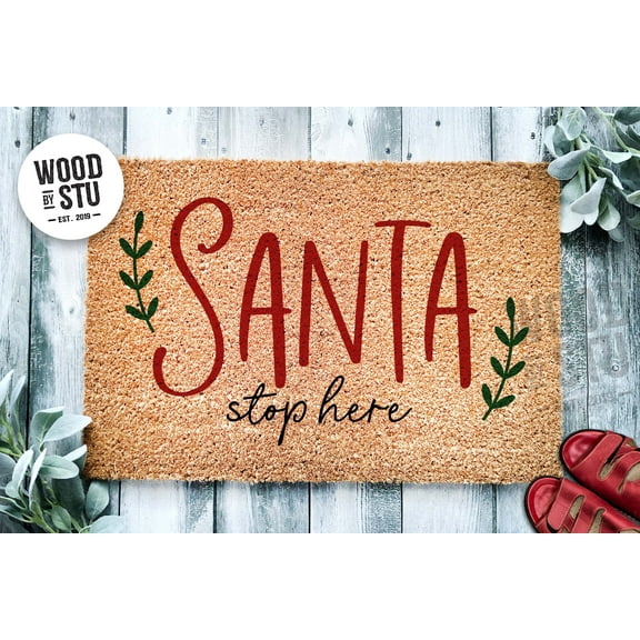 Santa Stop Here Christmas Door Mat | Christmas Doormat | Winter Decoration | Welcome Mat | Holiday Doormat | Winter Decor | Christmas Gift