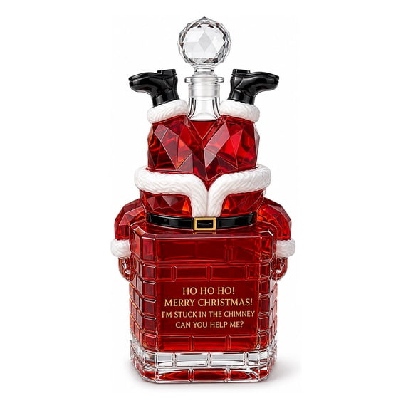 Santa Stuck in Chimney Whiskey Bottle Decoration,750ml Christmas Bottle Gift and Holiday Tabletop Decor 7.87*4.72*4.72IN