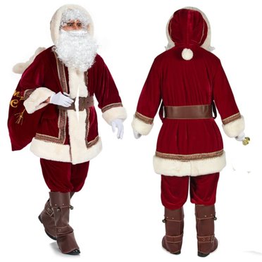 Deluxe Santa Costume for Men Santa Claus Suit 12pcs. Adults Christmas