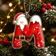 thumbnail image 1 of Santa Suit Letter Christmas Ornament, A-Z Alphabet Flat Acrylic Pendant, Personalized Initial Xmas Tree Decor, DIY Custom Name Hanging Ornament for Car Rearview Mirror, 1 of 6