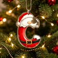 thumbnail image 1 of Santa Suit Letter Christmas Ornament, A-Z Alphabet Flat Acrylic Pendant, Personalized Initial Xmas Tree Decor, DIY Custom Name Hanging Ornament for Car Rearview Mirror, 1 of 6