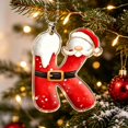 thumbnail image 1 of Santa Suit Letter Christmas Ornament, A-Z Alphabet Flat Acrylic Pendant, Personalized Initial Xmas Tree Decor, DIY Custom Name Hanging Ornament for Car Rearview Mirror, 1 of 6