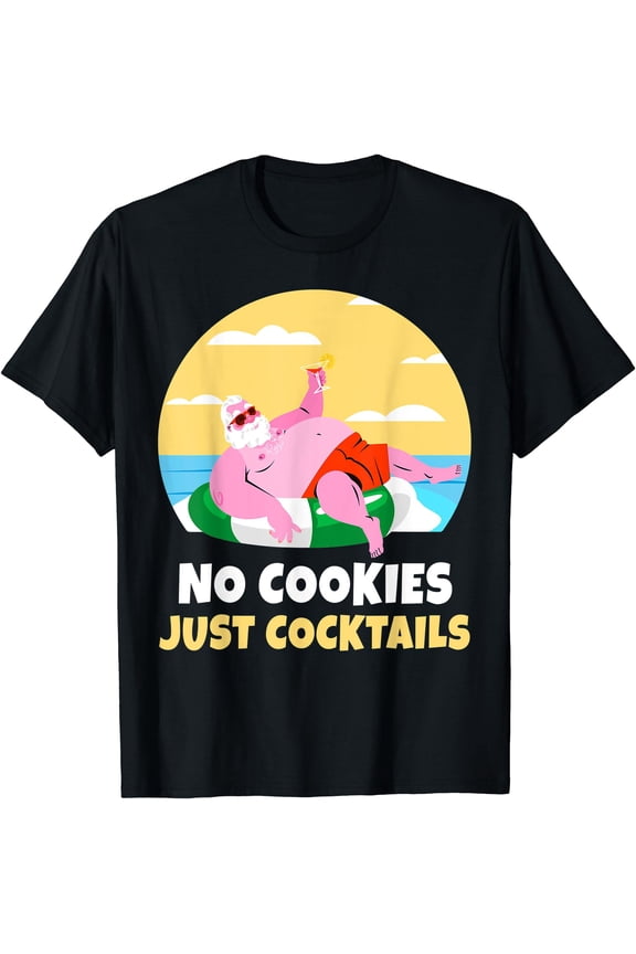 Santa Summer Christmas In July Xmas Cocktail Beach Gift T-Shirt, Birthday Gift