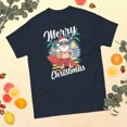 thumbnail image 1 of Santa Surfing Christmas In July Summer Hawaiian Christmas Graphic classic tee (Navy, L), 1 of 4
