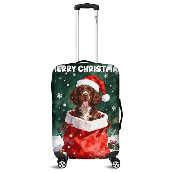 Santa Surprise Gift Boykin Spaniel Merry Cheerful Christmas Travel Luggage Cover Dog Lover Suitcase Dust Protective Decor - 12021