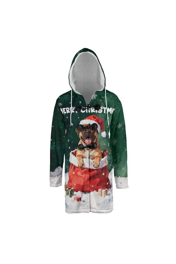 Santa Surprise Gift Bullmastiff Merry Cheerful Christmas All Over Print 3D Hooded Duffle Toggle Coat Dog Lover - 12021