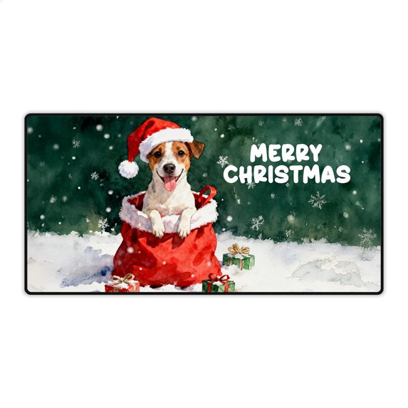Santa Surprise Gift Jack Russell Terrier Merry Cheerful Christmas Desk Mat Full Keyboard Mouse Pad Parson Jack Dog Lover Large Mousepad - 12021