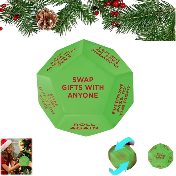 Santa Swap Gift Exchange Dice, 2025 New Exchange Dice Game, Christmas Party Gift Exchange Dice Game, Santa 2025 Gift Exchange Dice, Christmas Group Party Game, 12 Different Sides Dice