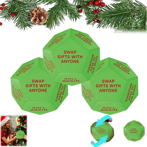 Santa Swap Gift Exchange Dice, 2025 New Exchange Dice Game, Christmas Party Gift Exchange Dice Game, Santa 2025 Gift Exchange Dice, Christmas Group Party Game, 12 Different Sides Dice