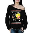 thumbnail image 1 of Santa Sweater for Women Christmas Sweatshirt for Ladies Merry Christmas Sweater Funny Santa's Reindeer Sweater Six Feet Deer Top Xmas Gifts Happy Holidays Off Shoulder Sweater Xmas 2020 Outfit, 1 of 4