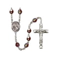 thumbnail image 1 of Santa Teresita Silver-Plated Rosary 7mm January Red Lock Link Aurora Borealis Beads Crucifix Size 1 3/4 x 1 medal charm, 1 of 1