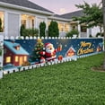 thumbnail image 1 of Santa Theme Christmas Banner Reindeer Design Merry Christmas Banner Snowy Night Christmas Tree Xmas Banner for Christmas Party Holiday Decoration Indoor Decor, 1 of 9