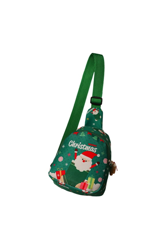 Santa Themed Compact Crossbody Bag for Gift Packaging - Versatile Holiday Accessory with Durable Cloth - Easy Carry Pouch for Festive Parties or Decoration
