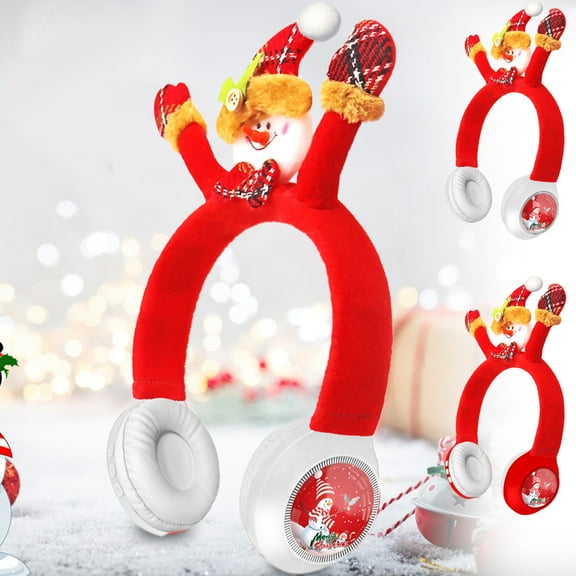 Santa-Themed Plush Headband Bluetooth Headphones Wireless with High Fidelity Sound Comfort Fit