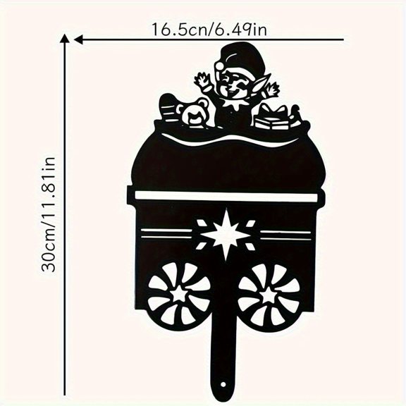 Santa & Train Metal Yard Decor - Christmas Outdoor Lawn Art with Snowflake Accents, Festive Holiday Display for Garden & Porch-Outdoor statue