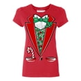 thumbnail image 1 of Santa Tuxedo Costume Funny Christmas Party Women's T-shirt, S, Red, 1 of 2