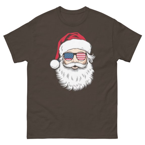 Santa USA Sunglasses Christmas In July Hawaiian Christmas Graphic classic tee (Dark Chocolate, XL)