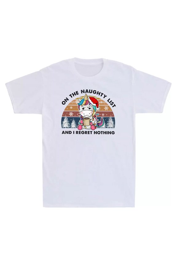 Santa Unicorn Regret Nothing Men Graphic Design T-Shirt