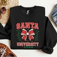 thumbnail image 1 of Santa University Bow Embroidered Sweatshirt, Merry Christmas Embroidered Shirt, Winter Season Hoodie, Christmas Santa Shirt, 1 of 5