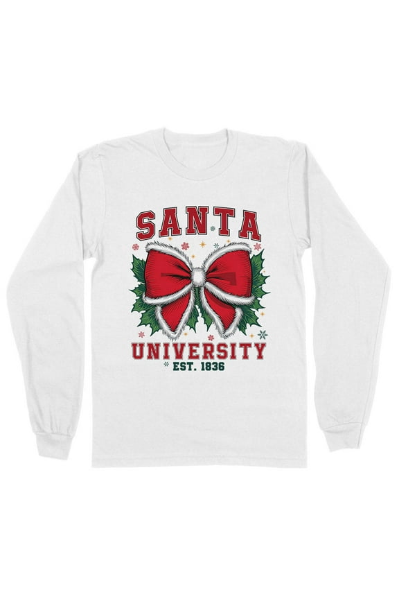 Santa University Long Sleeve Shirt Unisex 3X-Large White