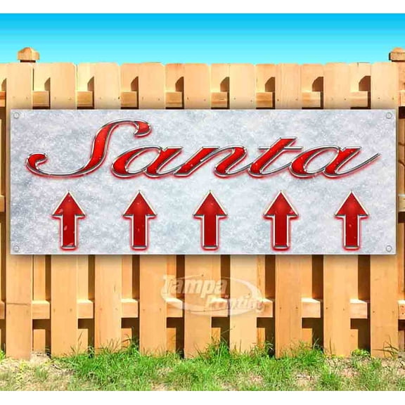 Santa Up Arrow Red & Chrome 13 oz Vinyl Banner With Metal Grommets