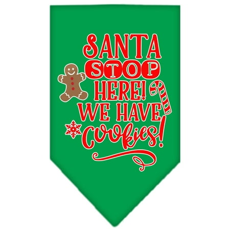 Christmas Pet and Dog Bandana Screen Printed, "Santa, Stop Here! We Have Cookies!"