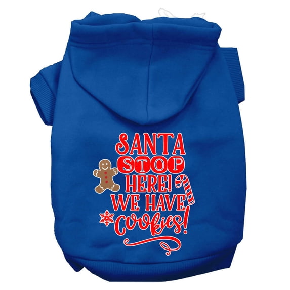 Mirage Pet Santa, We Have Cookies Screen Print Dog Hoodie Blue XXL
