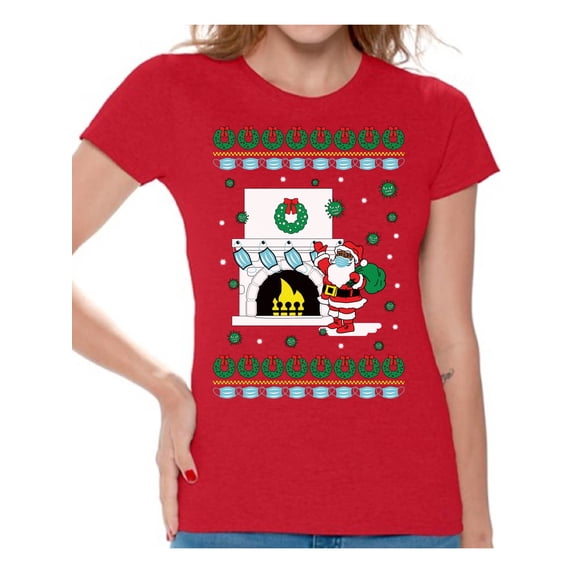 Santa Wearing Mask 2020 - Funny Christmas Shirt - Happy Holiday Vacation Tshirt Gift For Women