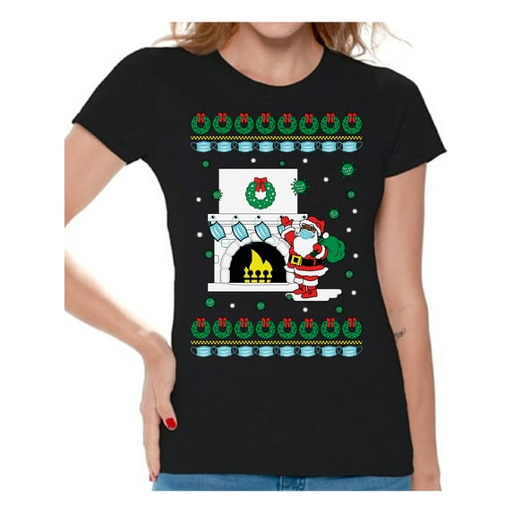 Santa Wearing Mask 2020 - Funny Christmas Shirt - Happy Holiday Vacation Tshirt Gift For Women