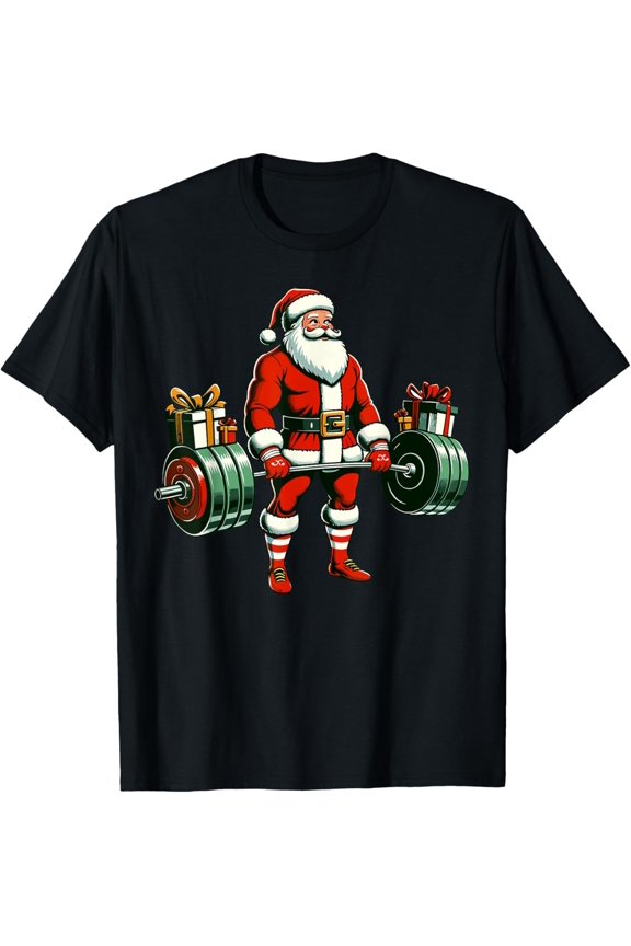 Santa Weightlifting , Santa Deadlifting T-Shirt All Size S-5XL