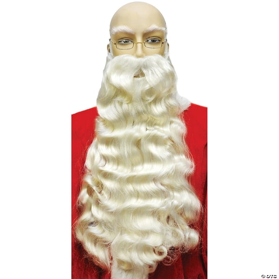 Santa White Long Wavy Beard Mens Adult Facial Hair Holiday Costume Accessory