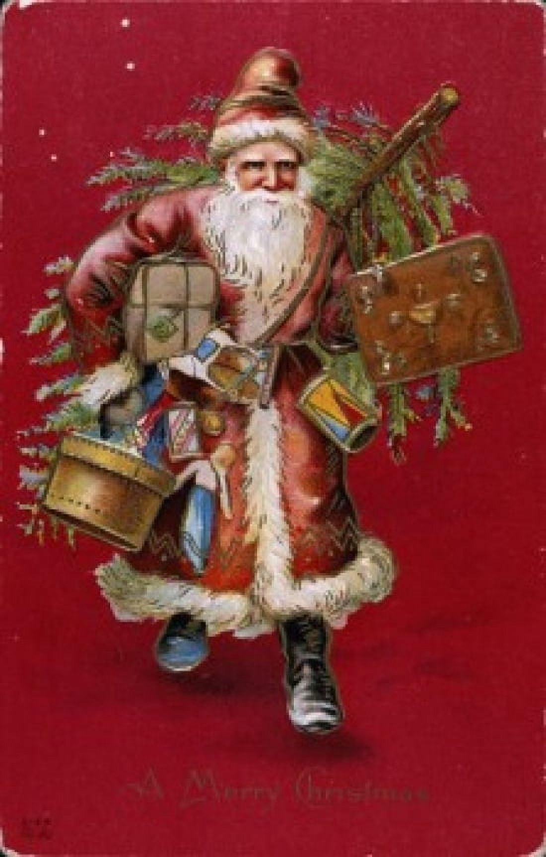 Santa With Gifts Nostalgia cards Canvas Art - (18 x 24)