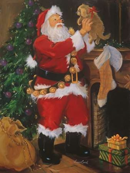 Santa With Puppy Canvas Art - Susan Comish (18 x 24)