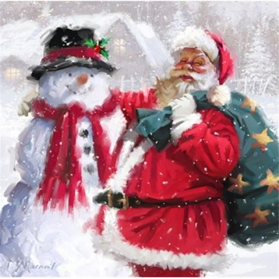 Santa With Snowman Poster Print by The Macneil Studio (12 x 12)
