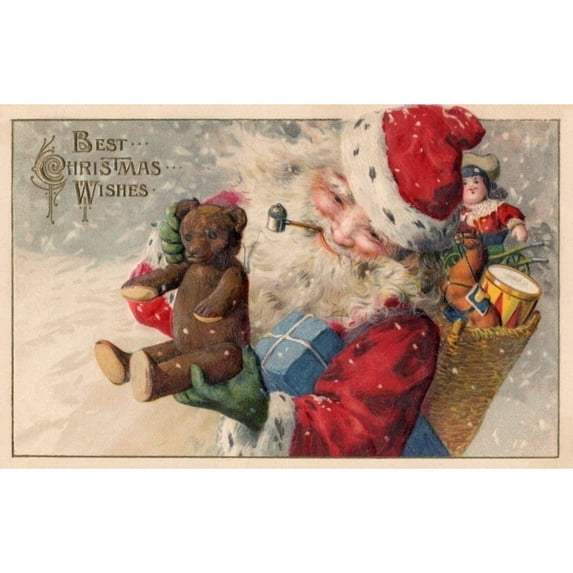 Santa With Toys Poster Print By Mary Evans Picture Librarypeter & Dawn Cope Collection (24 X 18)