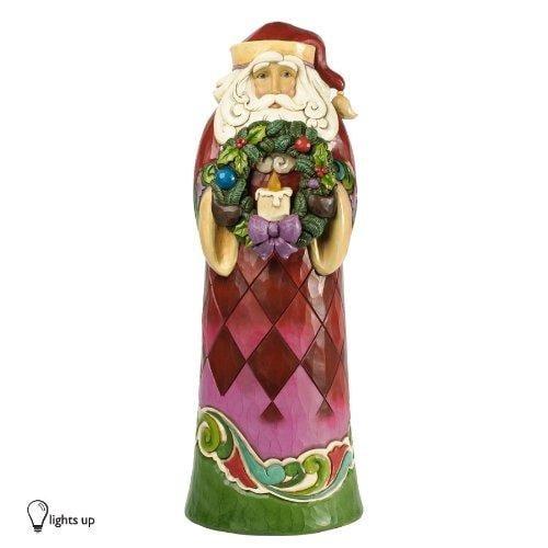Santa With Wreath - 2 Foot Statue