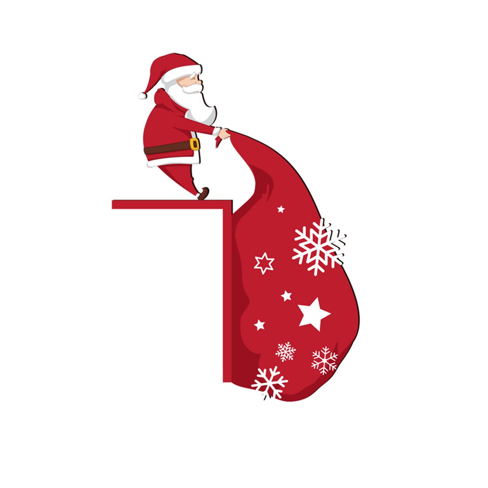 Santa Wooden Door Corner Door Frame Decorative Wall Stickers Holiday