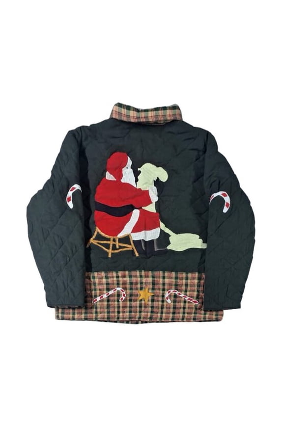 Santa and Christmas Tree Themed Reversible Quilted Cotton Jacket | Cozy All-Season Regular Fit Jacket